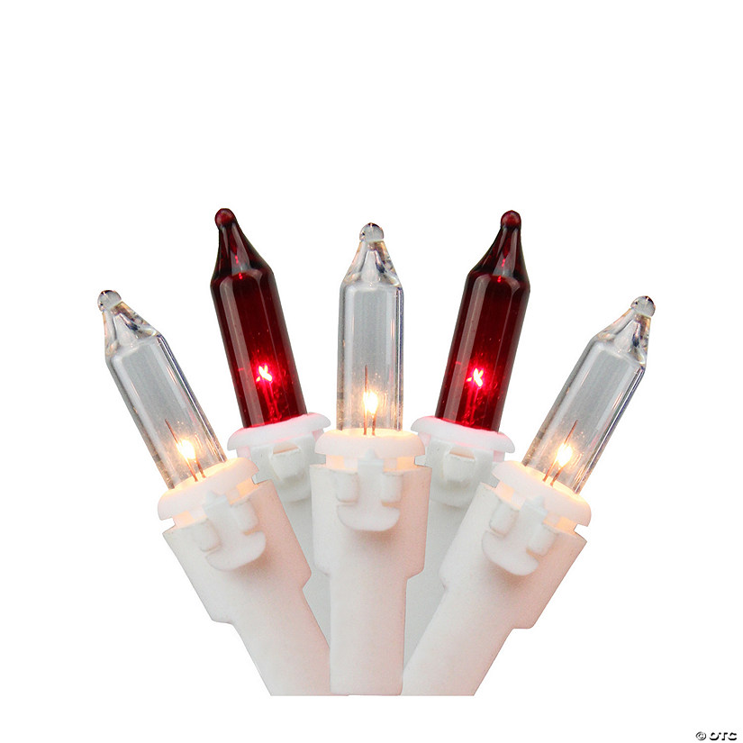 35-Count Red and Clear Mini String Christmas Light Set  7ft White Wire Image