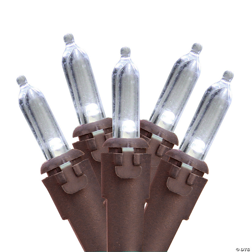 35 White LED Mini Christmas Lights  11.25 ft Brown Wire Image