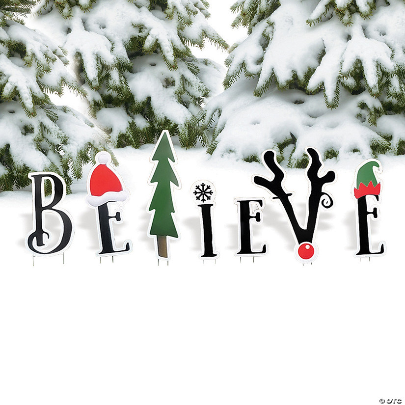 35" x 16" Believe Outdoor Yard Sign - 7 Pc. Image