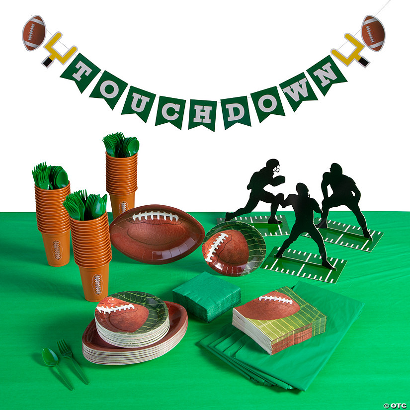 350 Pc. Football Party Deluxe Tableware Kit for 48 Guests Image
