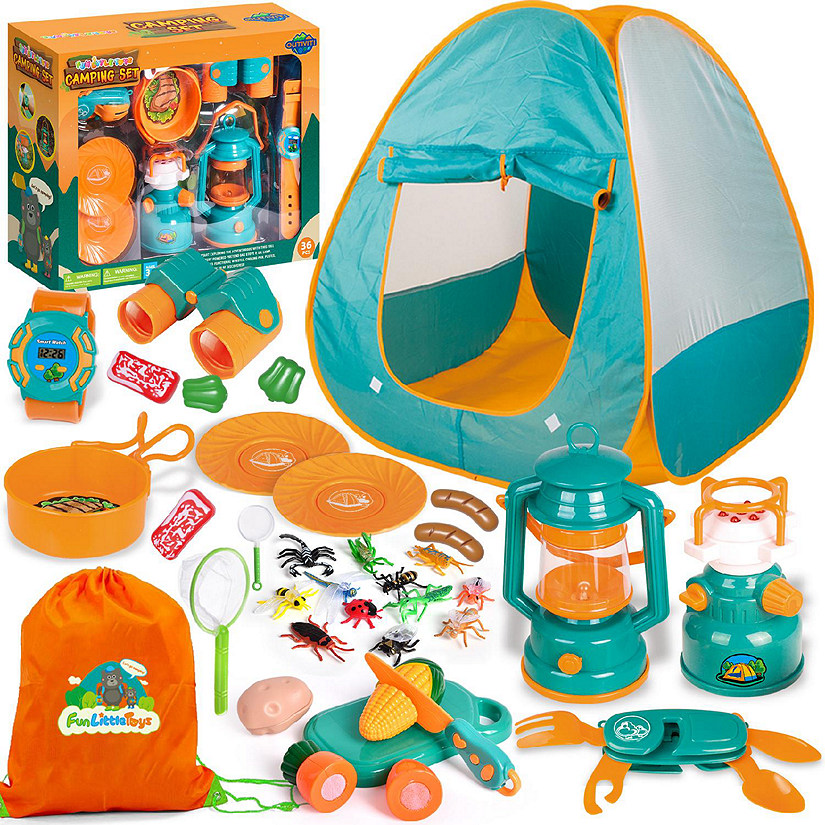 35PCS Kids Camping Play Tent with Toy Accessories Pretend Play Set Image