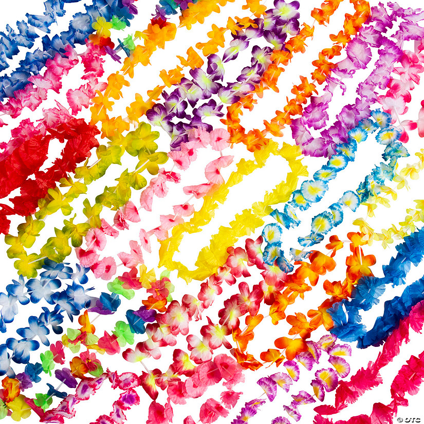 36" - 42" Bulk 50 Pc. Luau Party Polyester Lei Assortment Image
