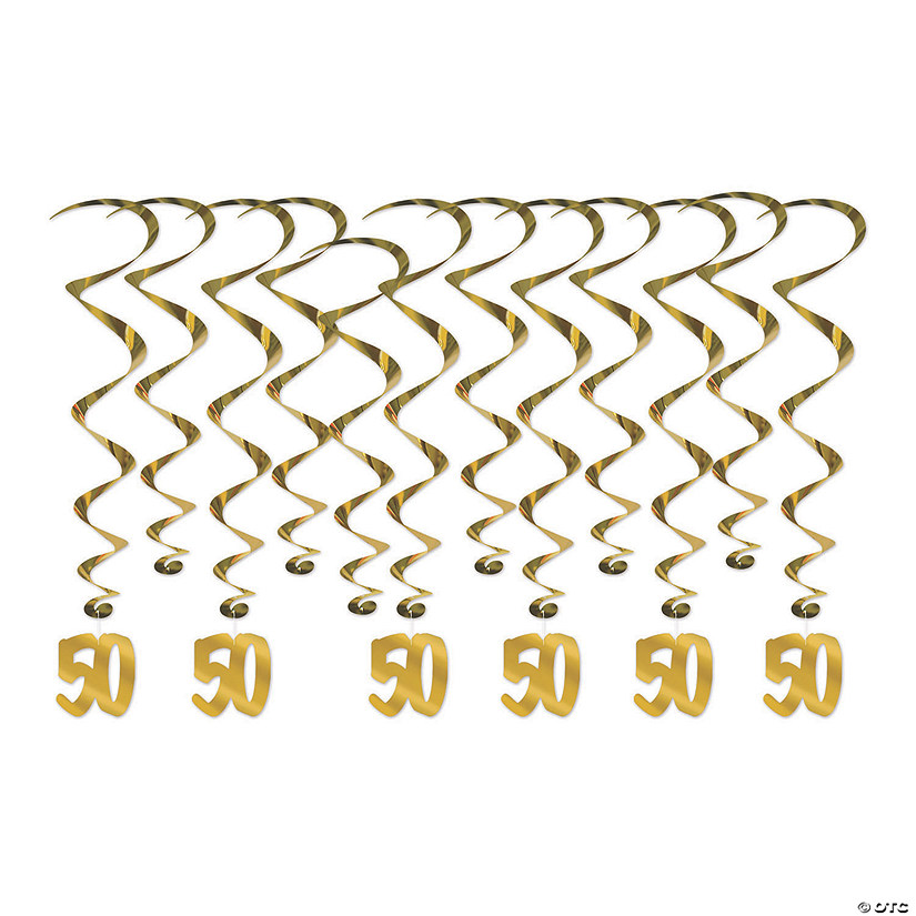 36" 50th Anniversary Cutout Hanging Swirl Decorations - 12 Pc. Image