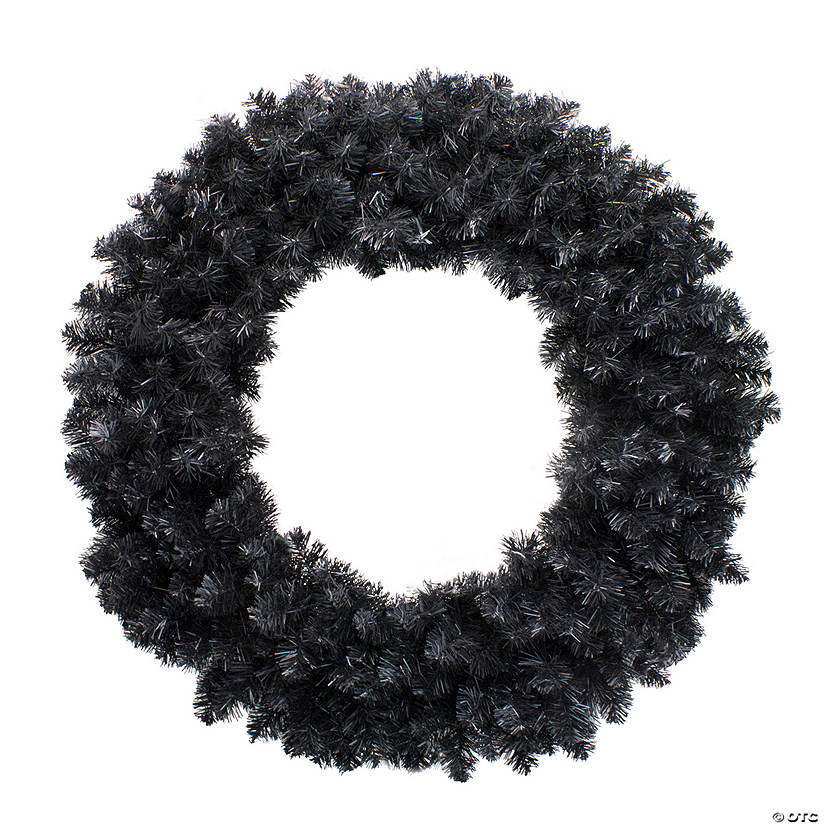 36" Black Colorado Spruce Artificial Halloween Wreath - Unlit Image