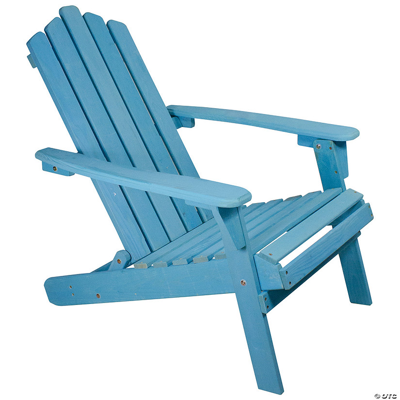 36" Blue Classic Folding Wooden Adirondack Chair Image