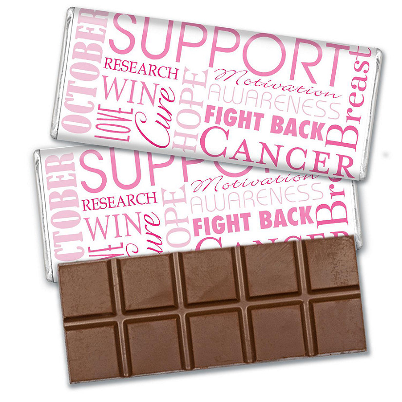 36 Pcs Breast Cancer Awareness Candy Gifts in Bulk Belgian Chocolate Bars - Word Cloud Image