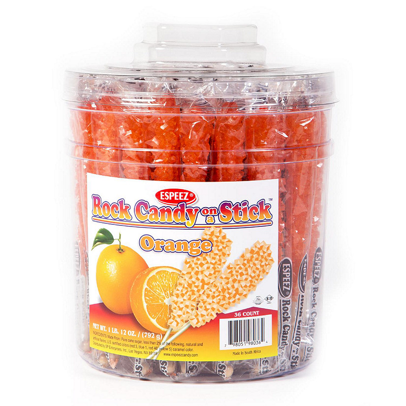 36 Pcs Orange Rock Candy on a Stick (36 Pack) Image