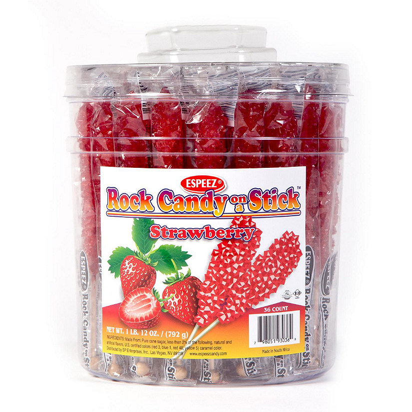 36 Pcs Red Candy Strawberry Rock Candy on a Stick (36 Pack) Image