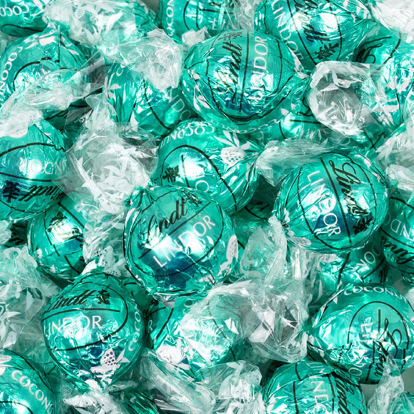 36 Pcs Teal Candy Lindor Chocolate Coconut Truffles by Lindt  (1 lb) Image