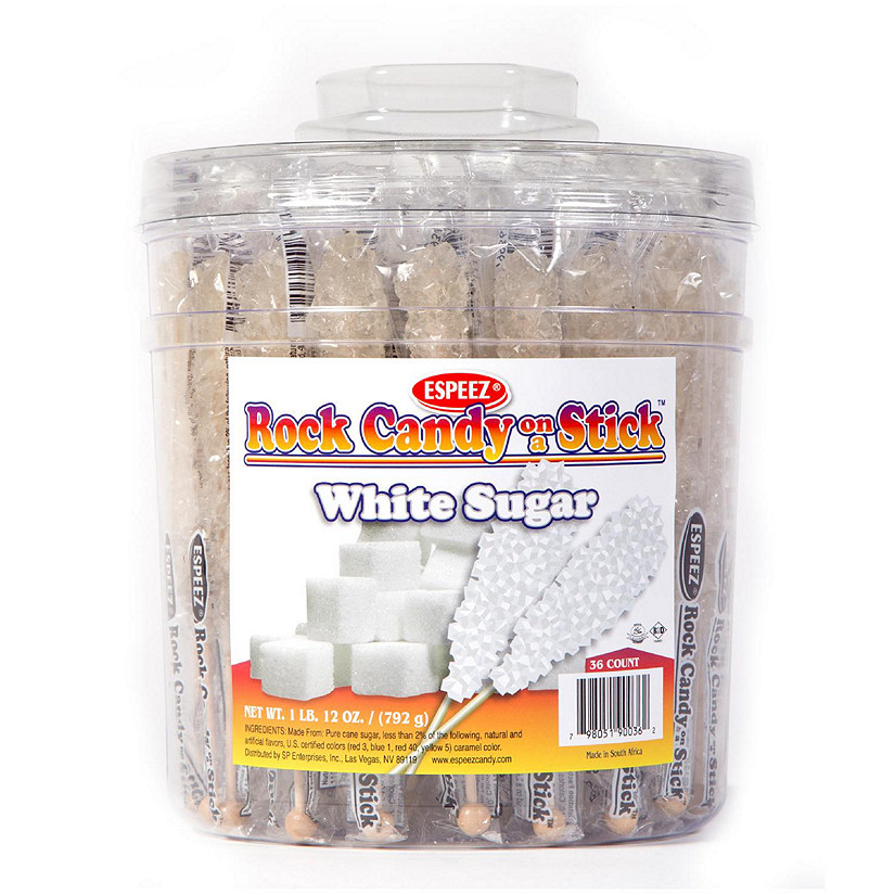 36 Pcs White Candy Plain Rock Candy on a Stick (36 Pack) Image