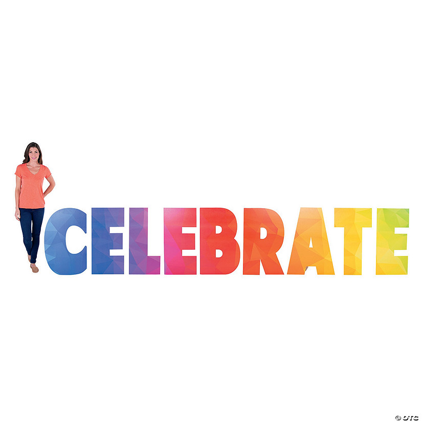 36" Rainbow Celebrate Letter Cardboard Cutout Stand-Ups - 9 Pc. Image