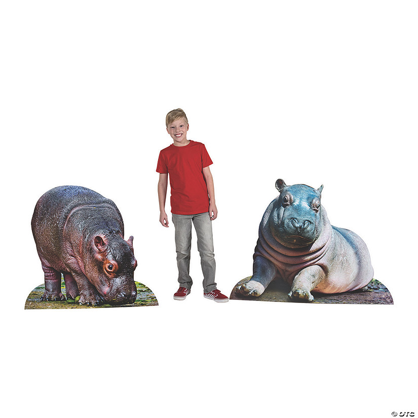 36" Rainforest Baby Hippo Cardboard Cutout Stand-Ups - 2 Pc. Image
