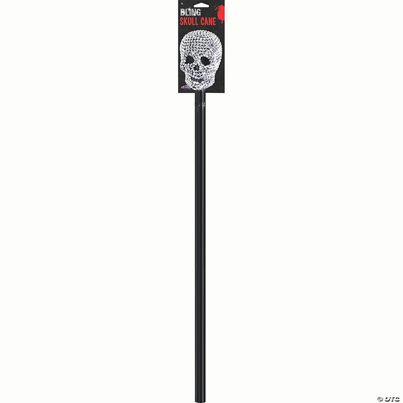36" Rhinestone Bling Plastic Skull Cane Costume Accessory Image