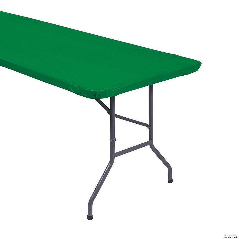 36" x 98" Green Fitted Rectangle Plastic Tablecloth Image