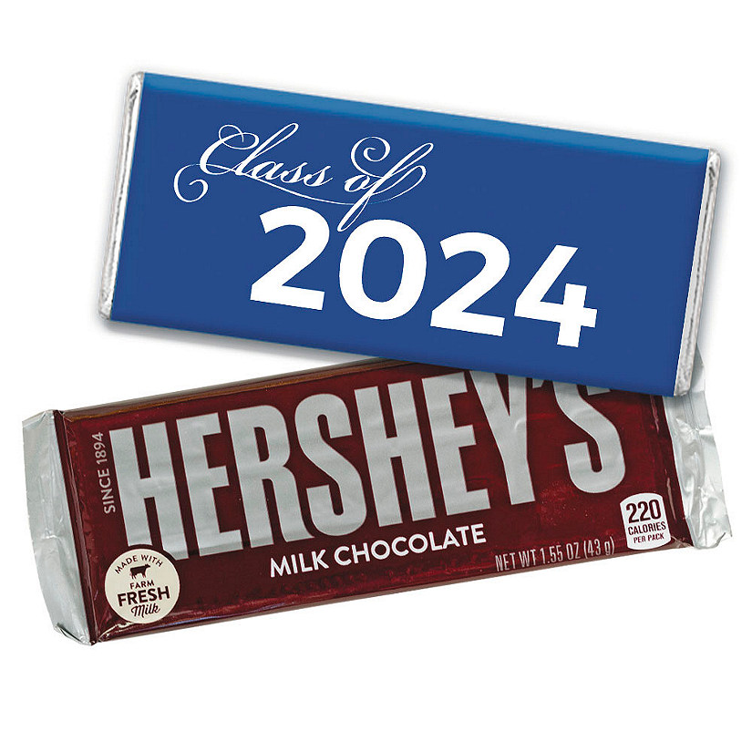 36ct Blue Graduation Candy Party Favors Class of 2024 Hershey's Chocolate Bars by Just Candy Image