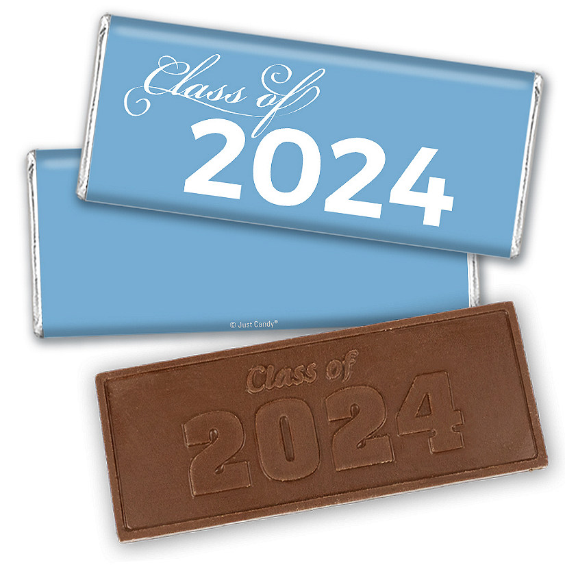 36ct Blue Graduation Candy Party Favors Class of 2024 Wrapped Chocolate Bars by Just Candy Image