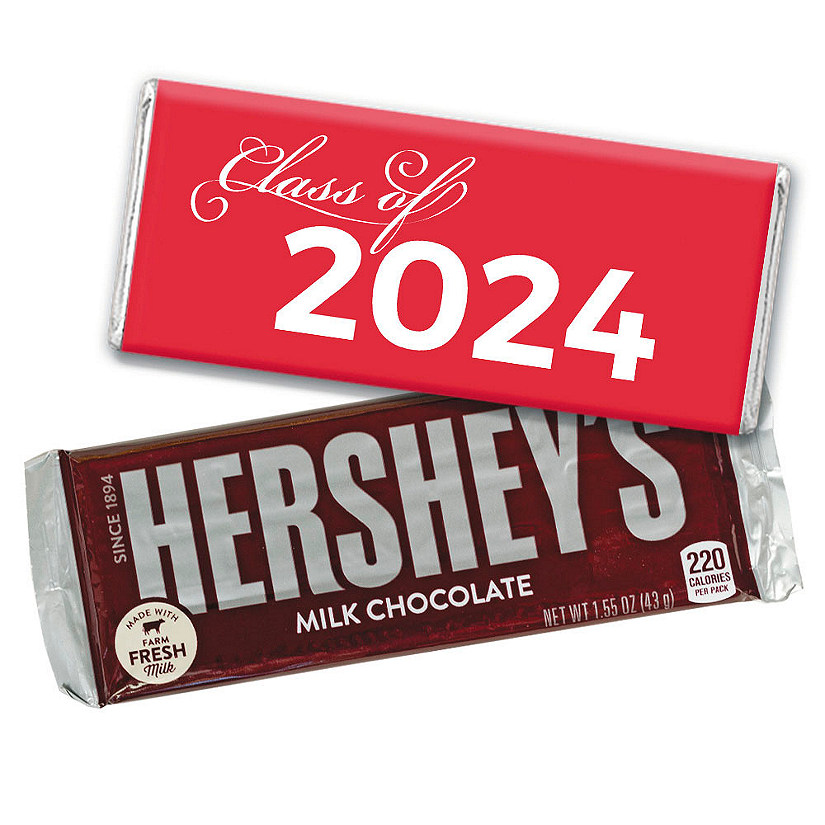 36ct Red Graduation Candy Party Favors Class of 2024 Hershey's Chocolate Bars by Just Candy Image