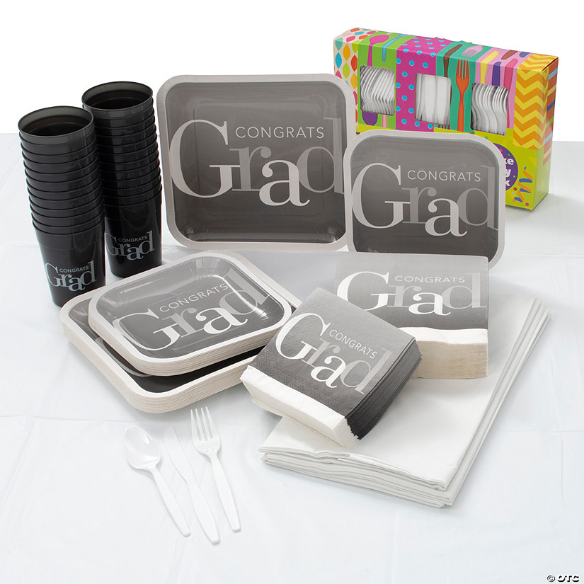 388 Pc. Graduation Elevated Party Tableware Kit for 25 Guests Image