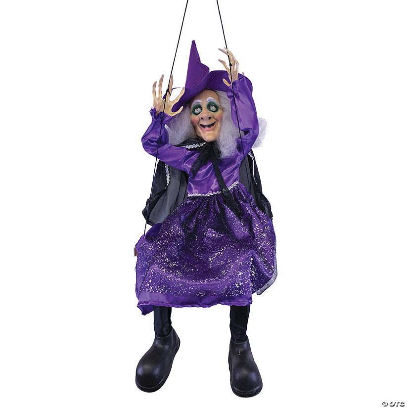 39" Hanging Kicking Witch On Swing Decoration Image