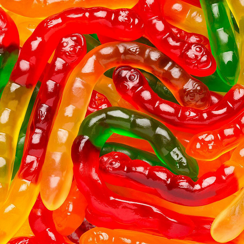 39 Pcs Wild Fruit Gummi Worms 4" Assorted Colors (1 lb) Image