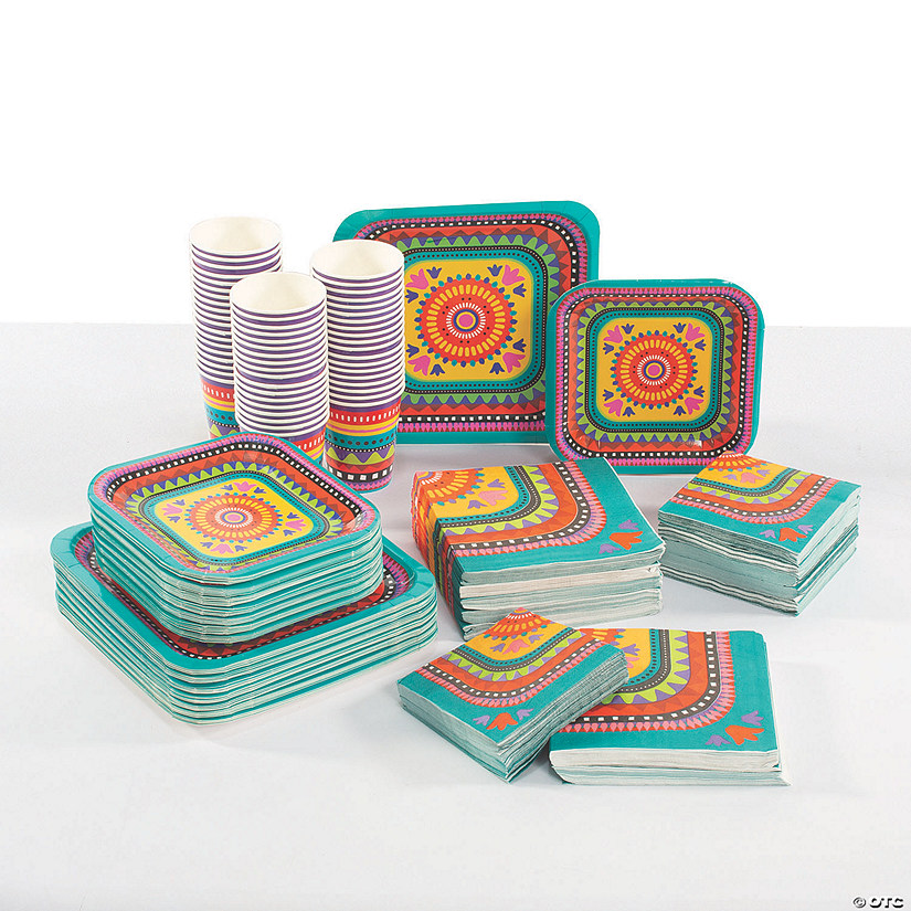 392 Pc. Bright Fiesta Tableware Kit for 50 Guests Image