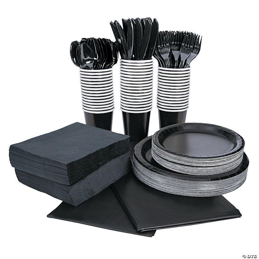396 Pc. Black Tableware Kit for 48 Guests Image