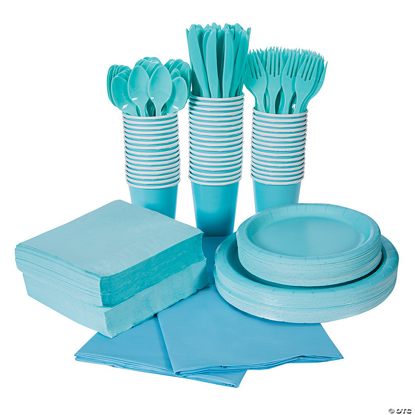396 Pc. Light Blue Tableware Kit for 48 Guests Image