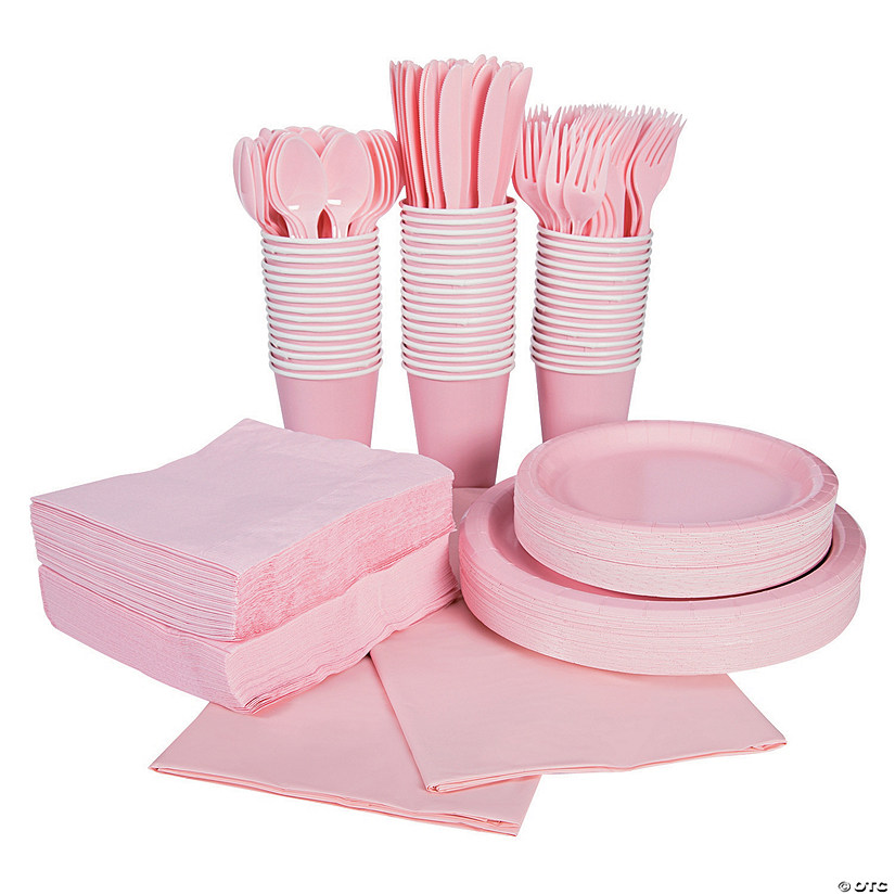 396 Pc. Light Pink Tableware Kit for 48 Guests Image