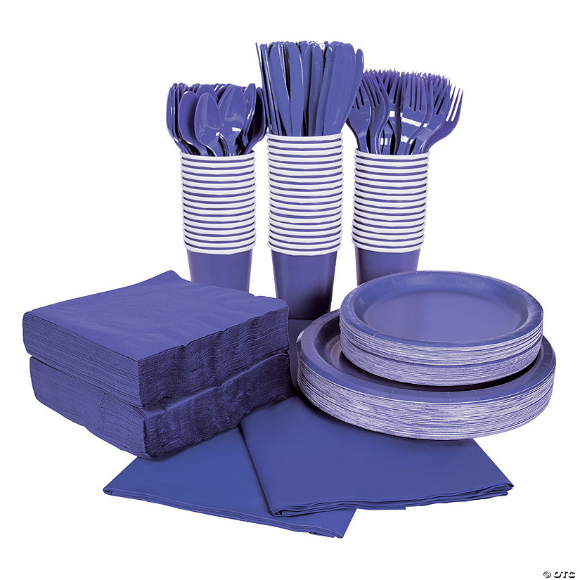 396 Pc. Purple Tableware Kit for 48 Guests Image