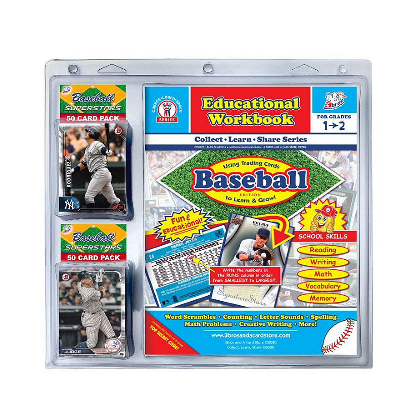 3bros Educational Baseball Card Workbook Combo for Grades 1-2 - 100 pcs Image