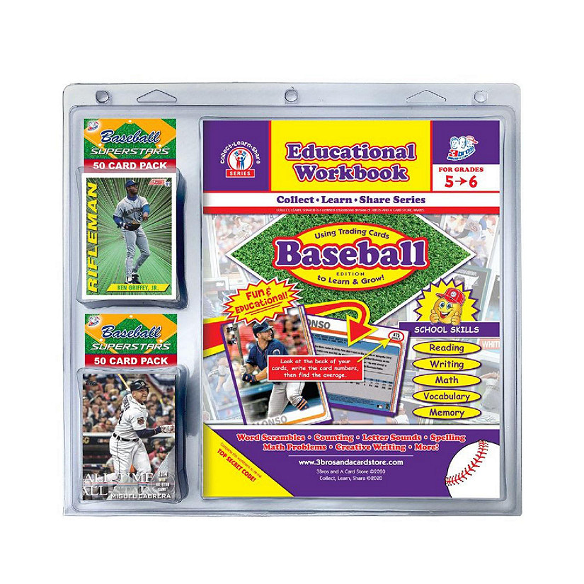 3bros Educational Baseball Card Workbook Combo for Grades 5-6 - 100 pcs Image