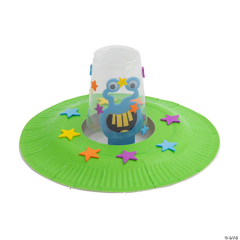 3D Alien UFO Paper Plate Tabletop Craft Kit - Makes 12 Image