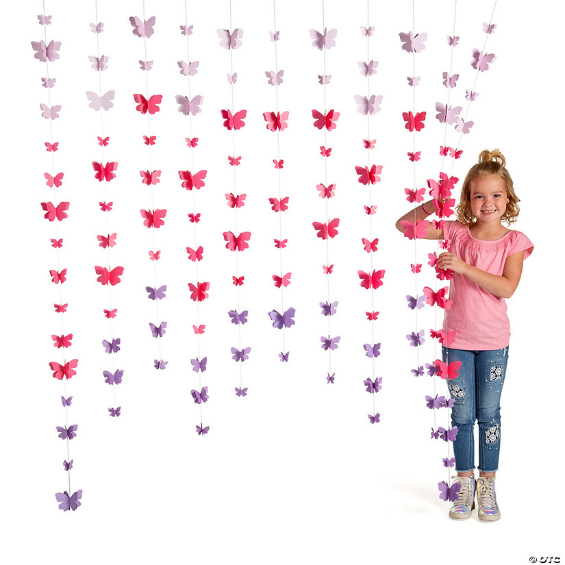 3D Butterfly Ombre Curtain Backdrop Image