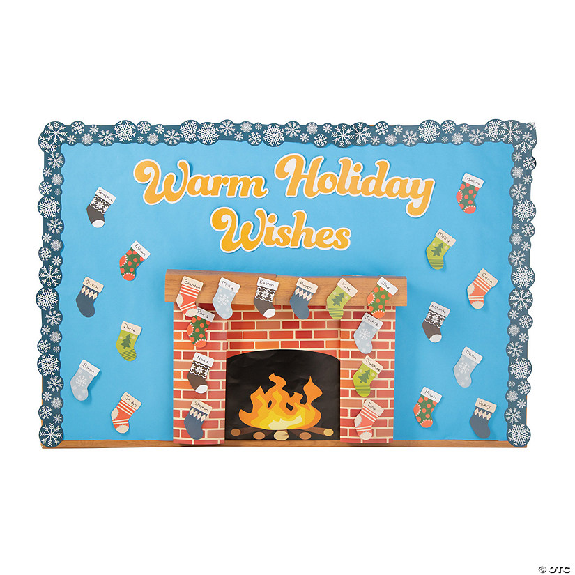 3D Christmas Fireplace Bulletin Board Set - 48 Pc. Image
