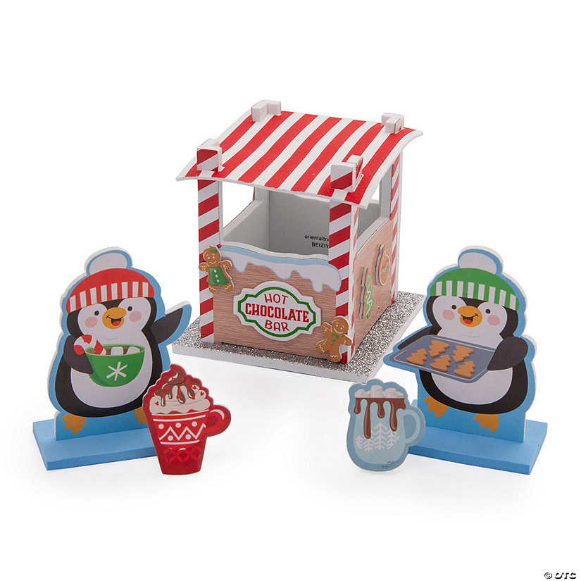 3D Christmas Hot Chocolate Stand with Penguins Craft Kit - Makes 12 Image