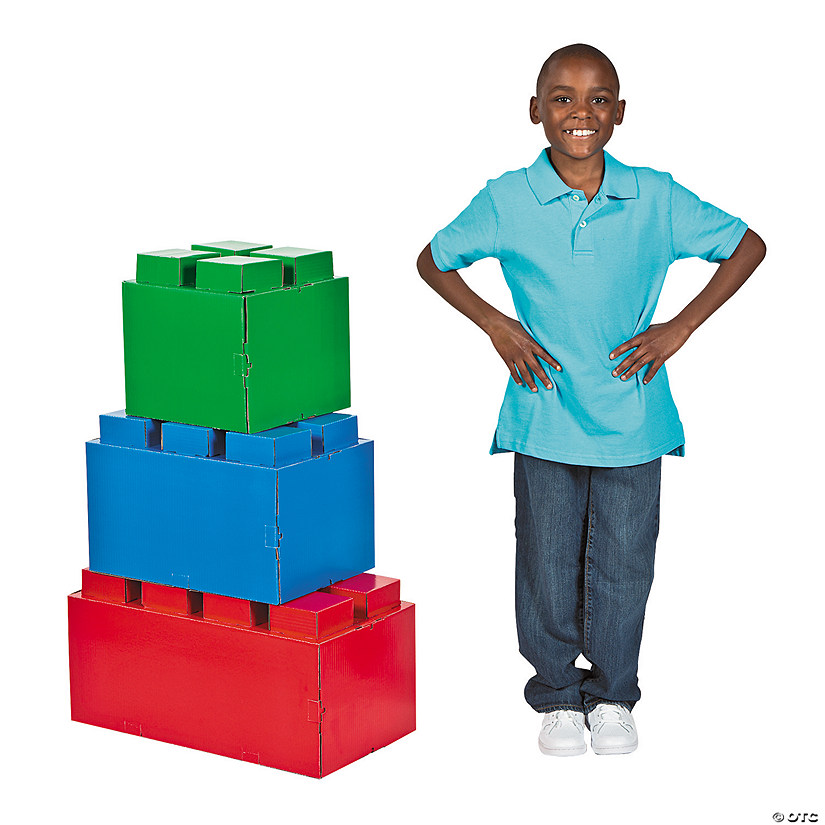 3D Color Brick Building Block Party Cardboard Stand-Ups - 3 Pc. Image