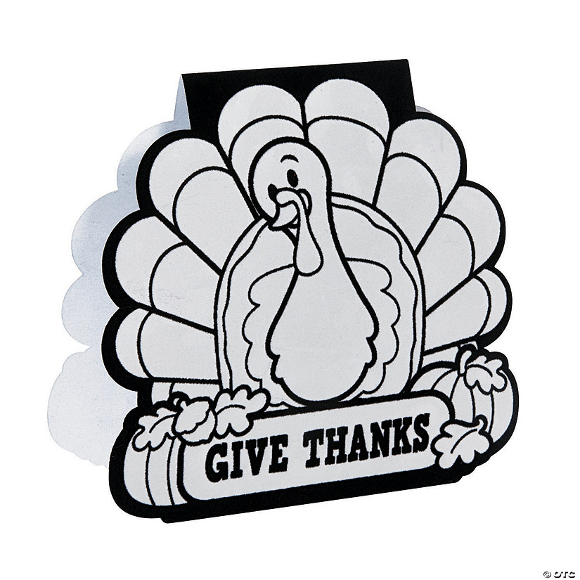 3D Color Your Own Fuzzy Give Thanks Turkey Stand-Ups - 12 Pc. Image