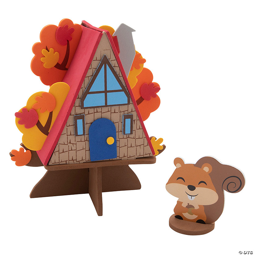 3D Fall Tree House Craft Kit - Makes 12 Image