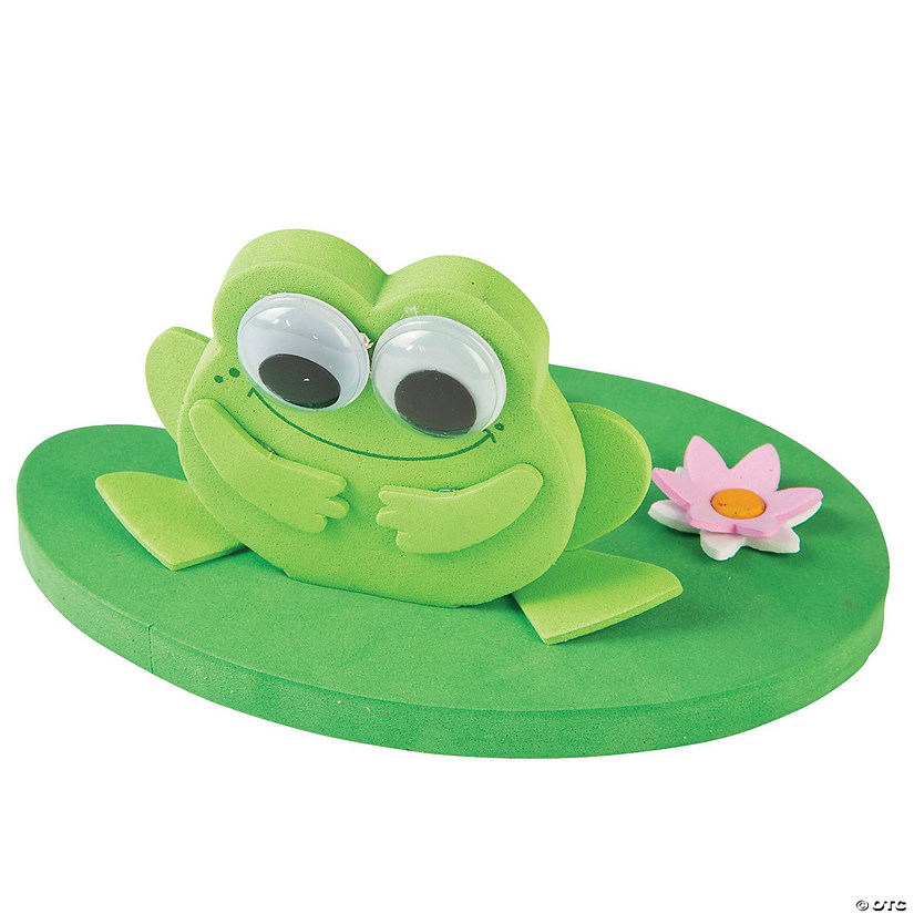Fun Express - 3D Frog On A Lillypad Floating CK-12 - Craft Kits - Party Craft Kits - Toys - 12 Pieces