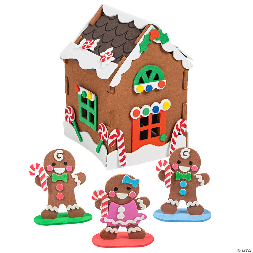 3D Gingerbread House Play Set Craft Kit - Makes 12 Image