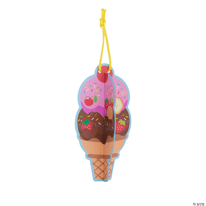 3D Ice Cream Cone Sticker Scene Ornaments - 12 Pc. Image