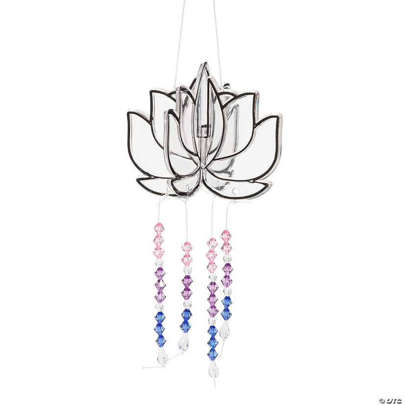 3D Lotus Suncatcher with Hanging Crystals Craft Kit - Makes 3 Image