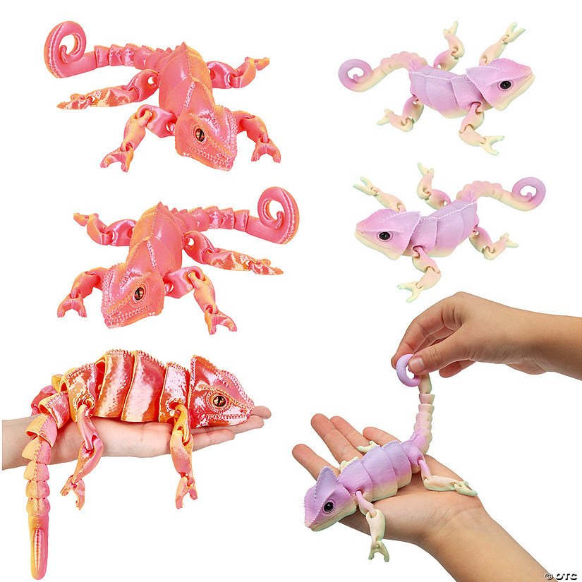 3D-Printed Articulated Plastic Large &amp; Small Lizards Assortment - 6 Pc. Image
