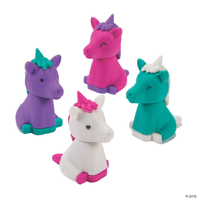 3D Unicorn Erasers 24 Pc. Oriental Trading
