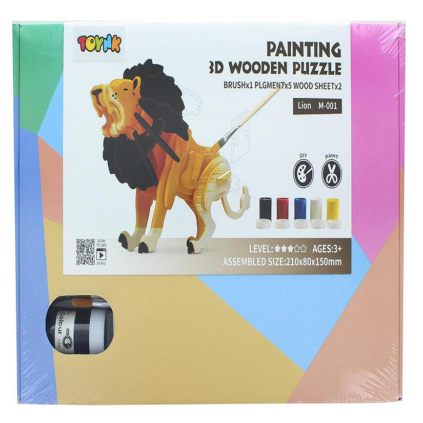 3D Wooden Painting Puzzle  Lion Image