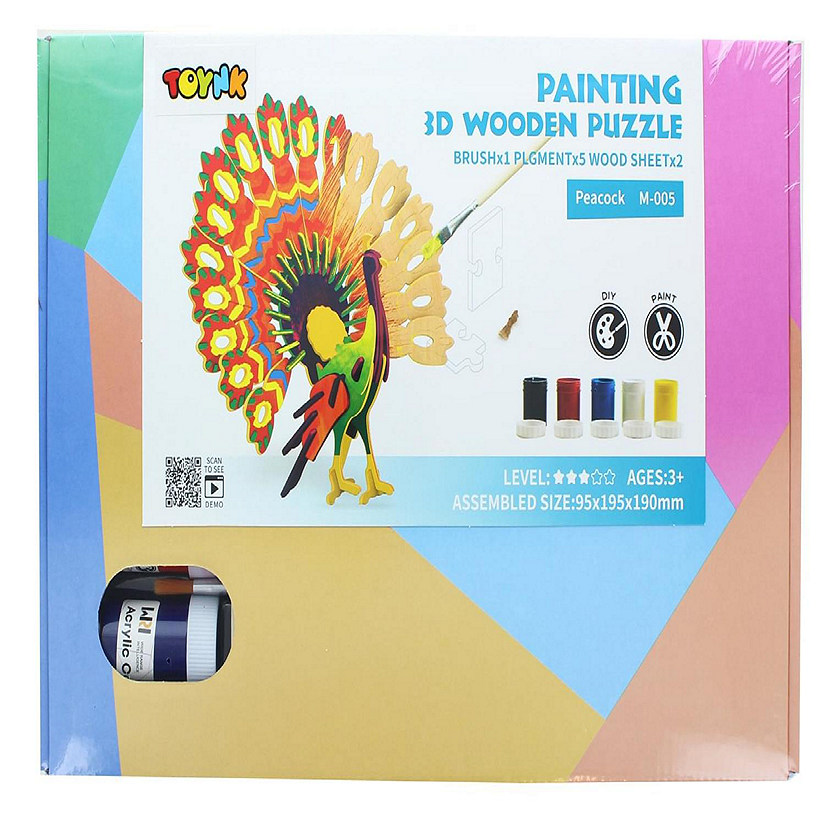 3D Wooden Painting Puzzle  Peacock Image