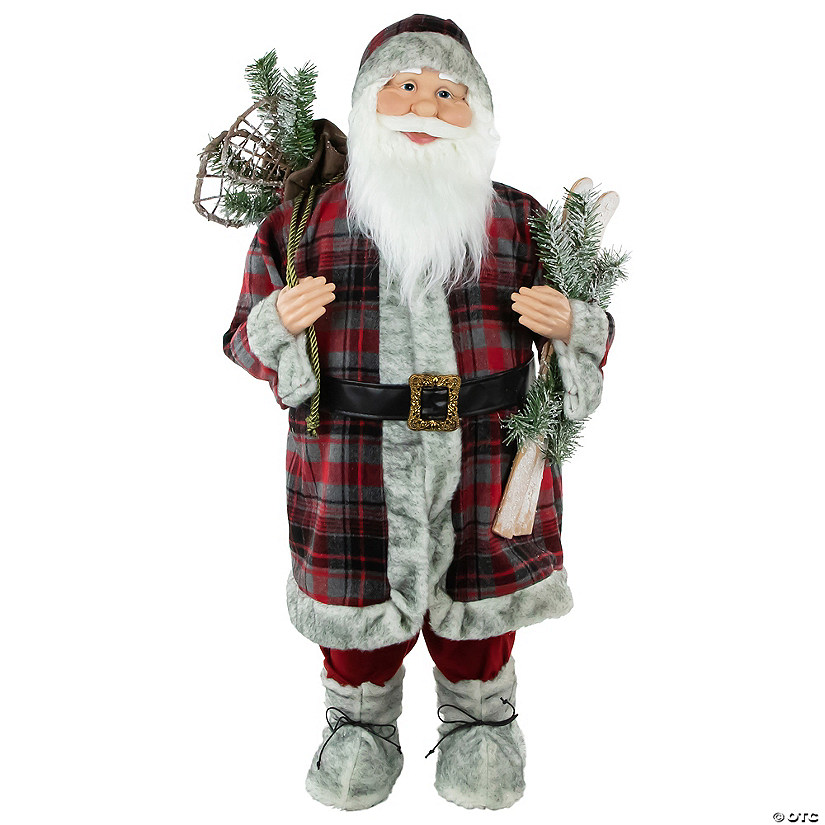 3ft Alpine Chic Santa Claus with Snowshoes and Skis Christmas Figure Image