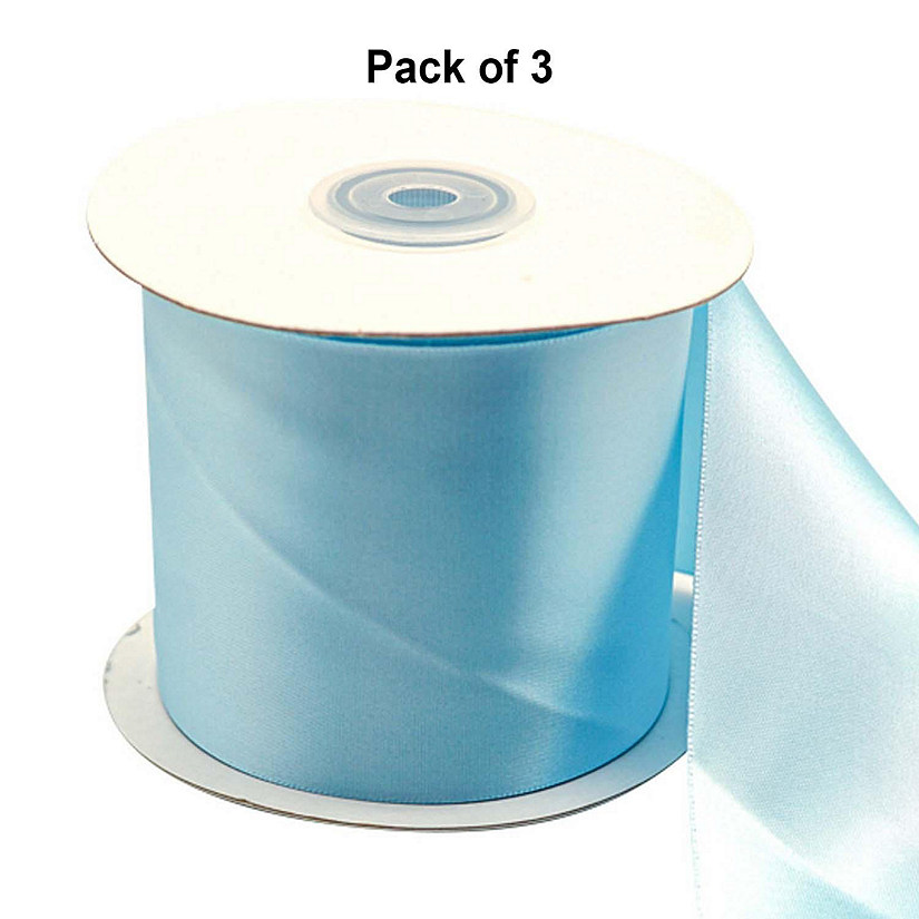 3"x 25 yards Blue Single Face Satin Gift Ribbon Image