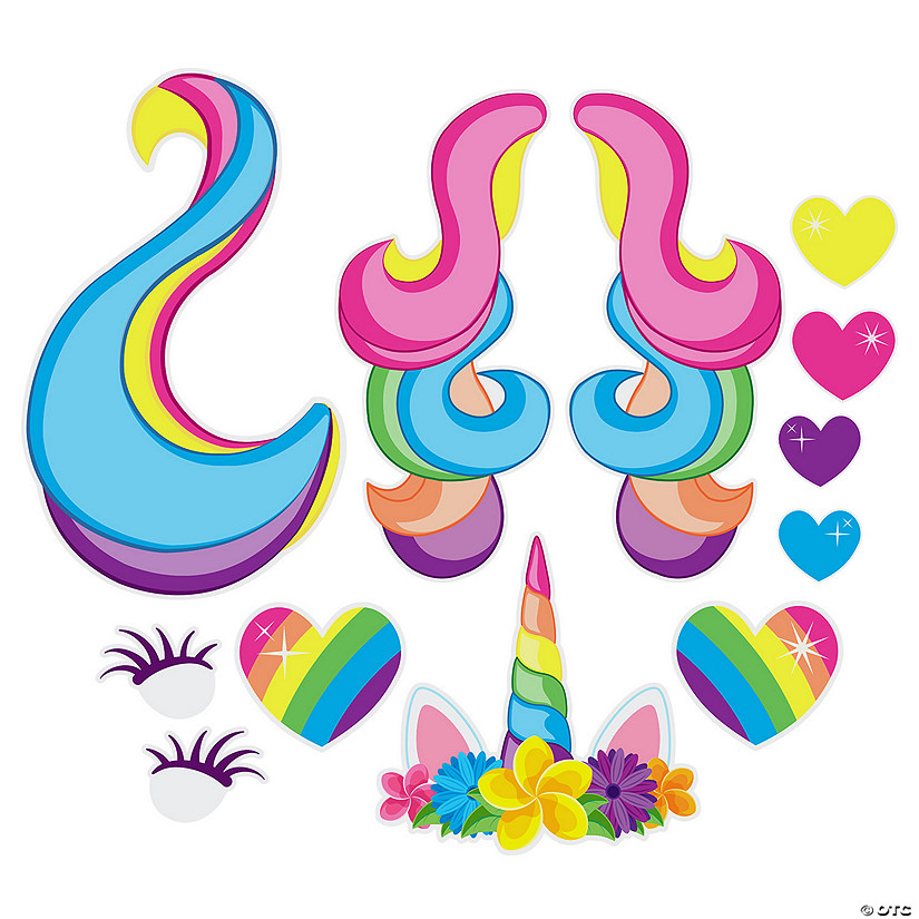 4 1/2" &#8211; 15 1/2" Unicorn Party Rainbow Cardstock Cutouts Decorating Kit &#8211; 12 Pc. Image