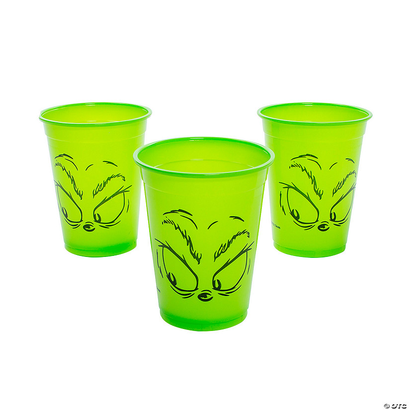 4 1/2" 16 oz. Bulk 50 Ct. Dr. Seuss&#8482; The Grinch Green Disposable Plastic Cups Image